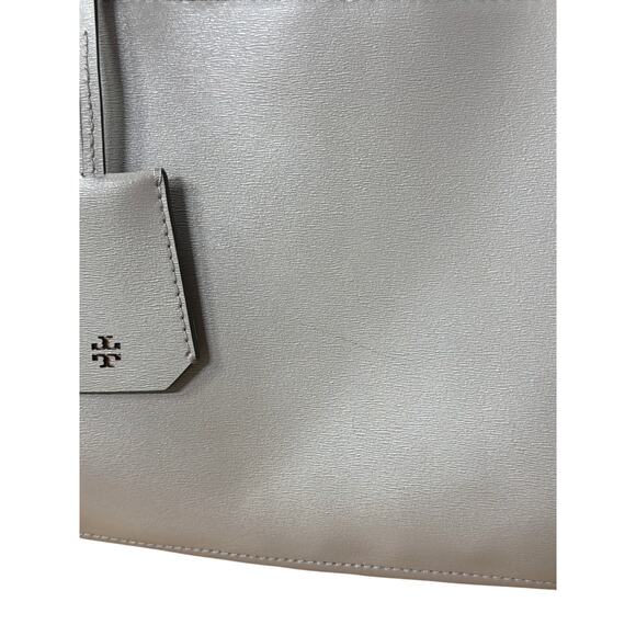 Tory Burch Parker Large Leather Tote Dust Storm Quiet Luxury Work Bag - Picture 5 of 9